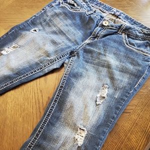 Amethyst Distressed Cropped Jeans Capris